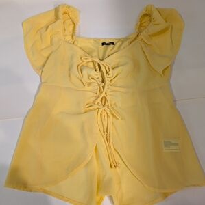 Wild Fable Yellow Ruched Blouse